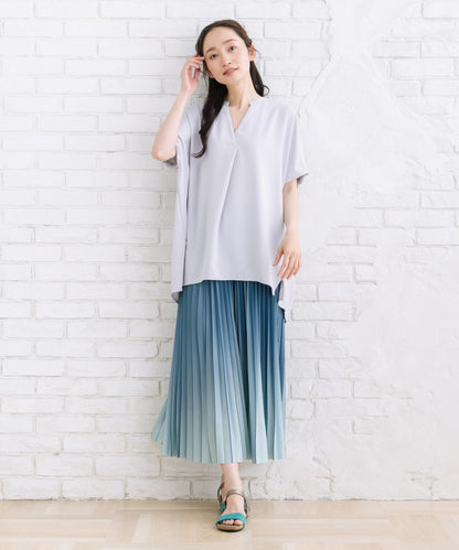 【sabstreet bis】【web限定】 【COOL・UV・防シワ】ライトジョーゼットスキッパーシャツ