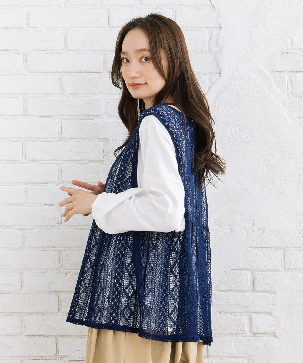 【sabstreet bis】【web限定】 ペプラムレースベストアンサンブル