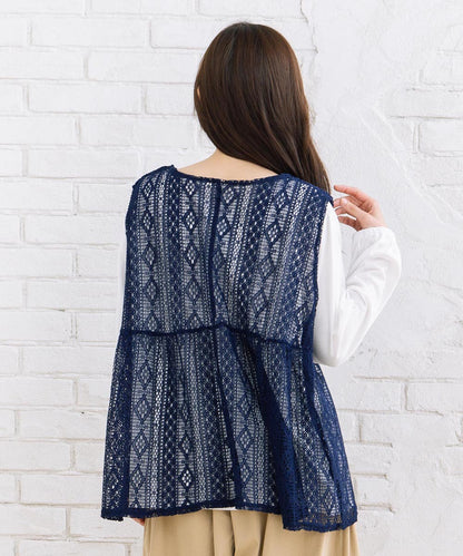 【sabstreet bis】【web限定】 ペプラムレースベストアンサンブル