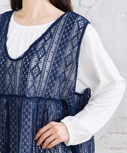 【sabstreet bis】【web限定】 ペプラムレースベストアンサンブル