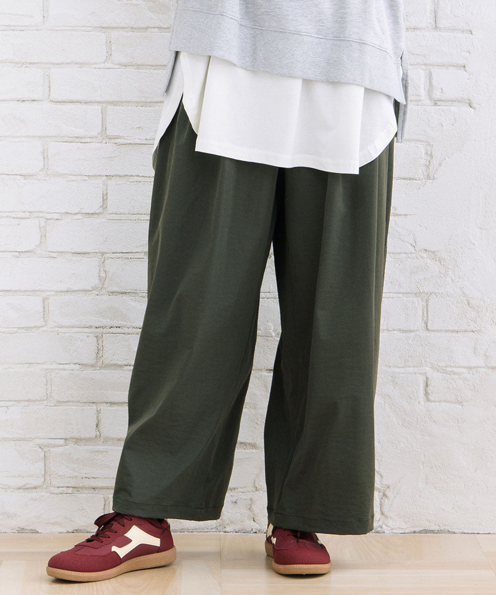 【sabstreet bis】【web限定】 ストレッチタックワイドパンツ