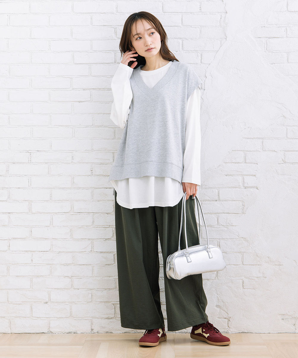 【sabstreet bis】【web限定】 ストレッチタックワイドパンツ