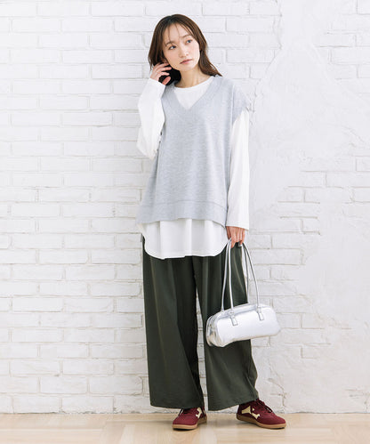 【sabstreet bis】【web限定】 ストレッチタックワイドパンツ