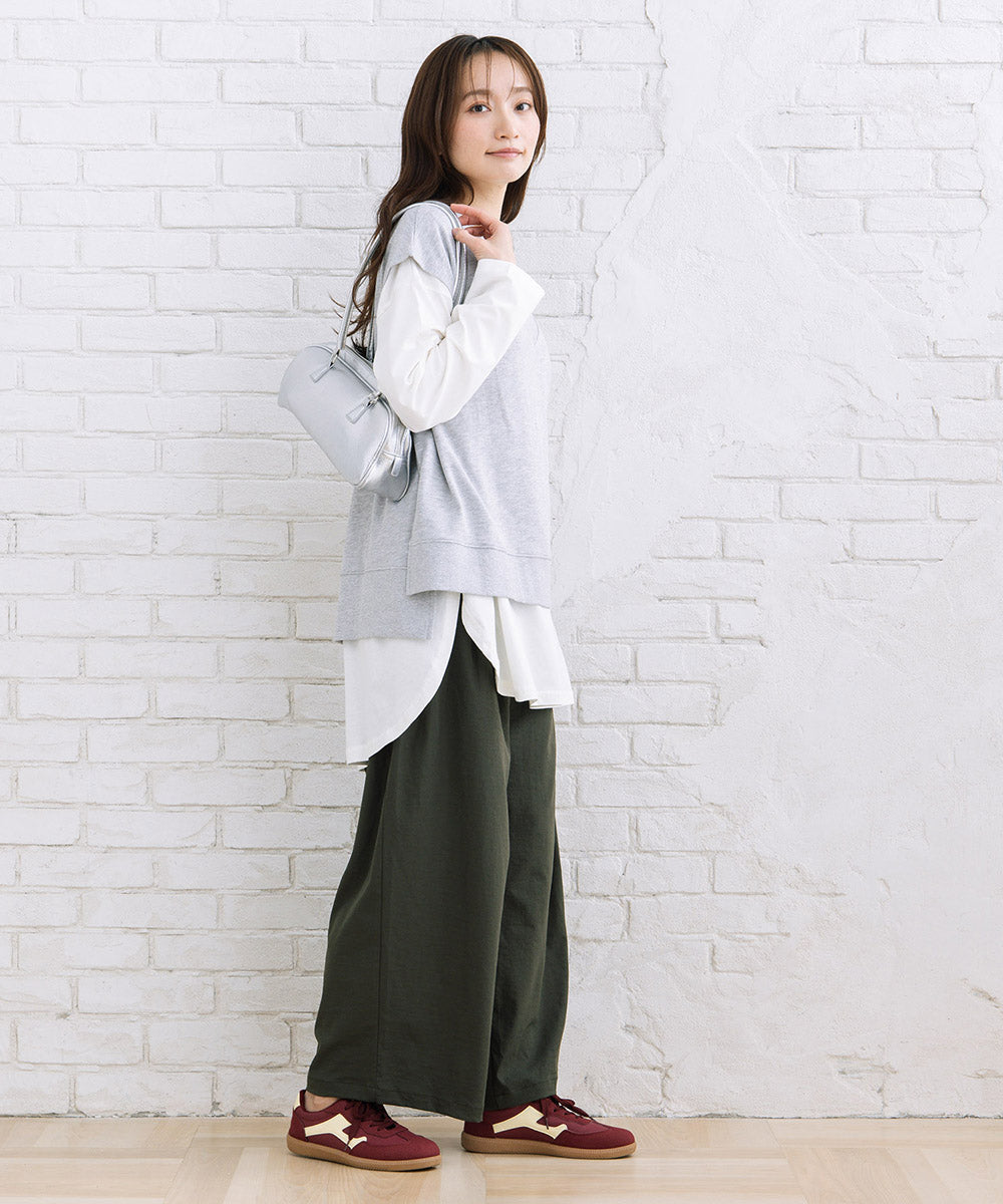【sabstreet bis】【web限定】 ストレッチタックワイドパンツ