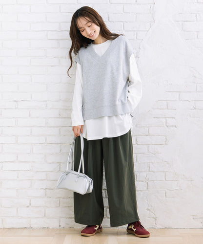 【sabstreet bis】【web限定】 ストレッチタックワイドパンツ
