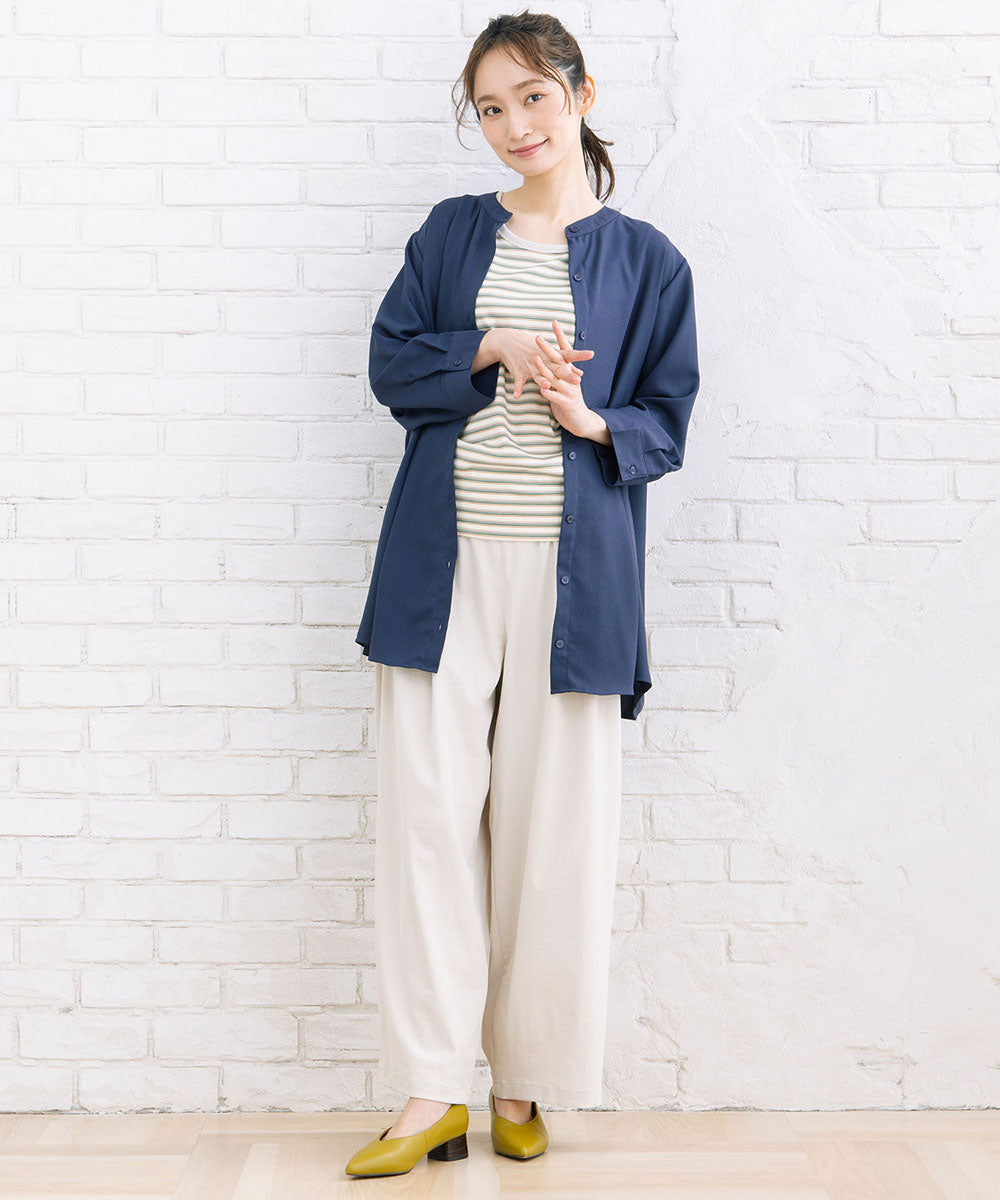 【sabstreet bis】【web限定】 ストレッチタックワイドパンツ