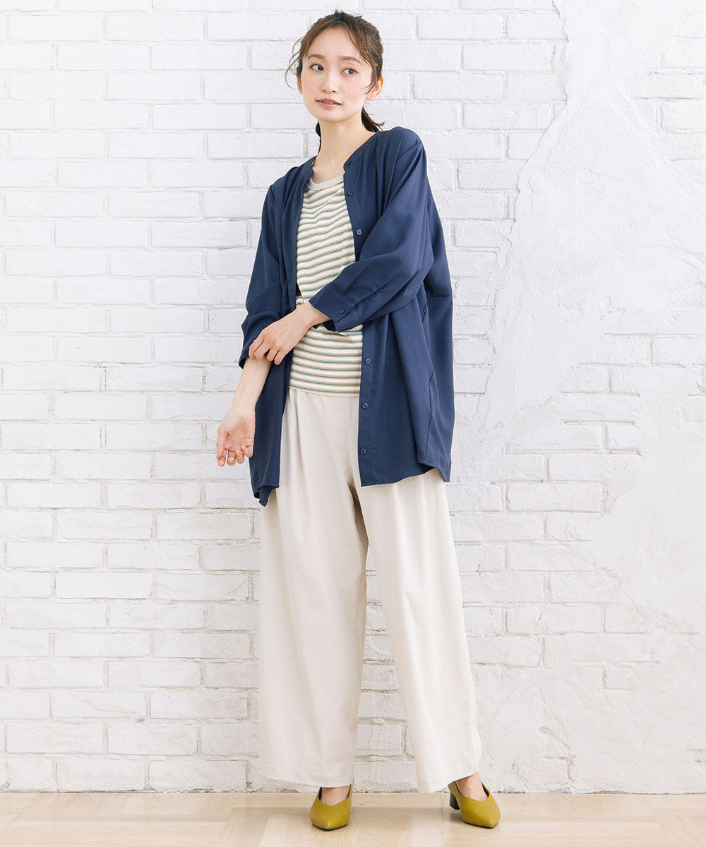 【sabstreet bis】【web限定】 ストレッチタックワイドパンツ