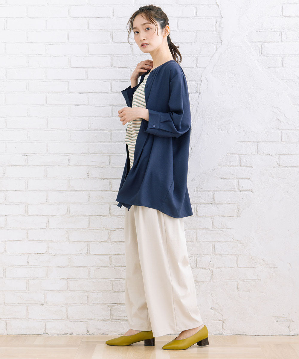 【sabstreet bis】【web限定】 ストレッチタックワイドパンツ