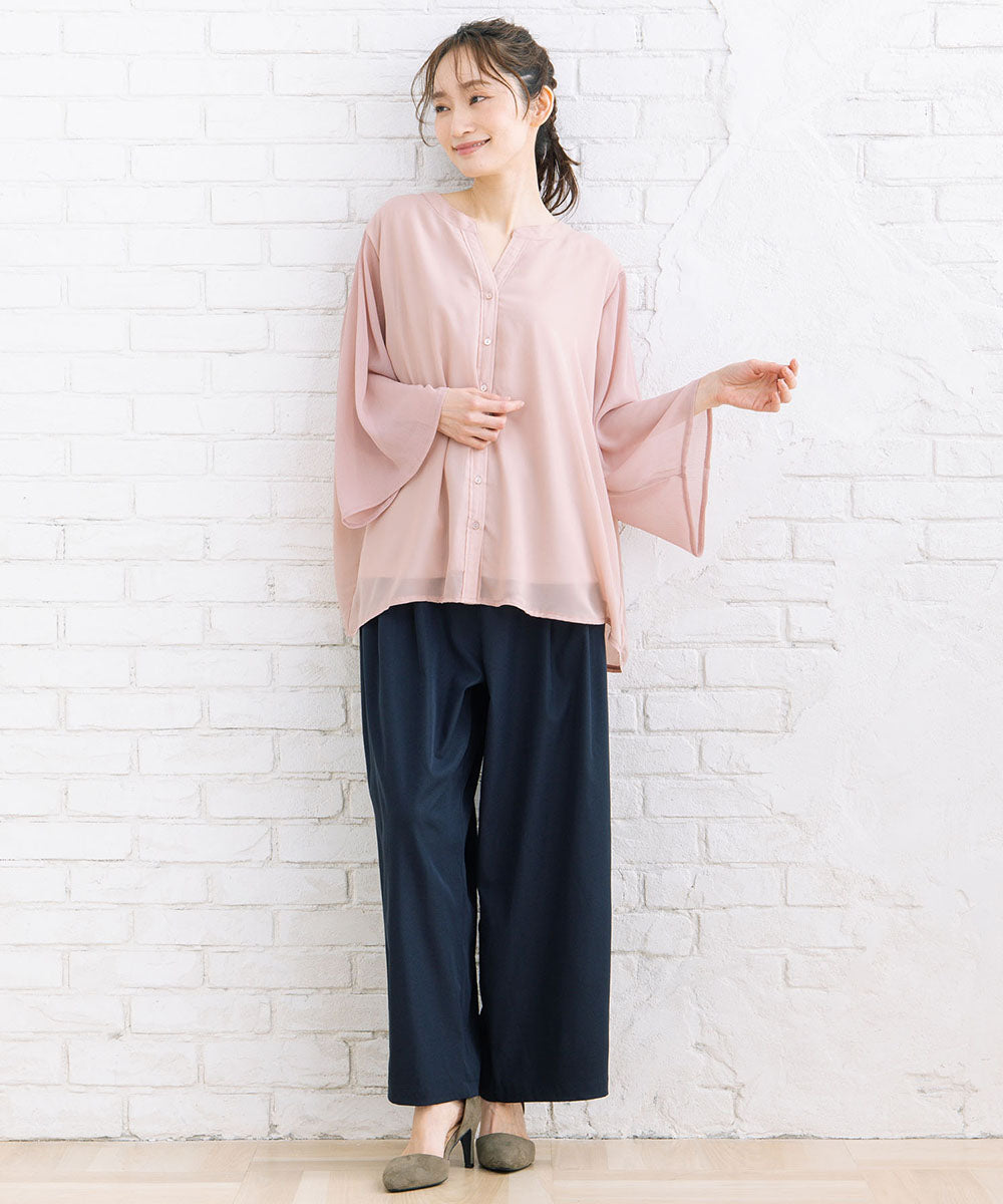 【sabstreet bis】【web限定】 ストレッチタックワイドパンツ