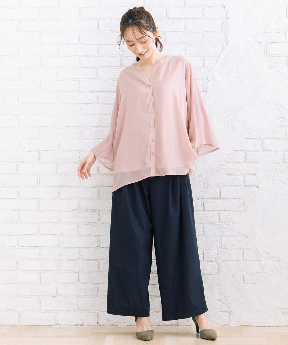 【sabstreet bis】【web限定】 ストレッチタックワイドパンツ