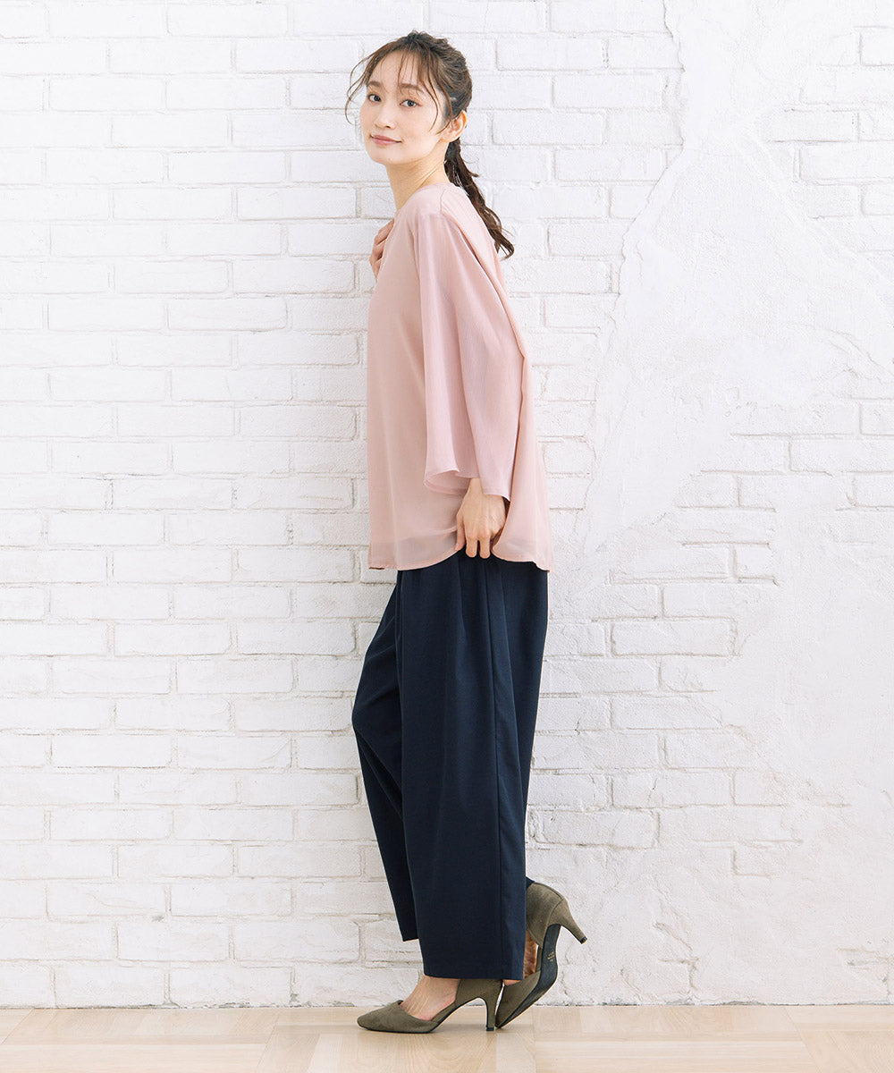 【sabstreet bis】【web限定】 ストレッチタックワイドパンツ