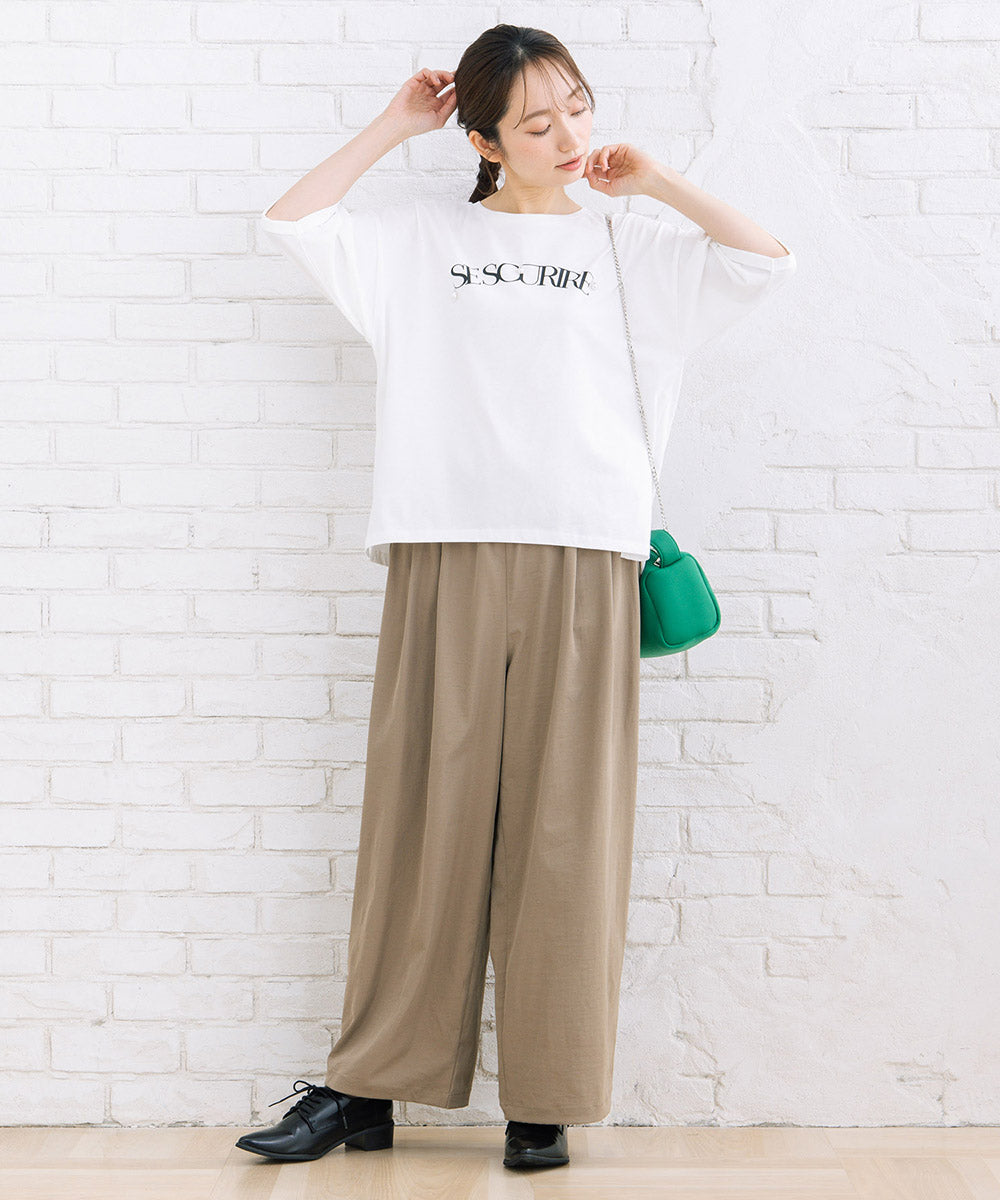 【sabstreet bis】【web限定】 ストレッチタックワイドパンツ