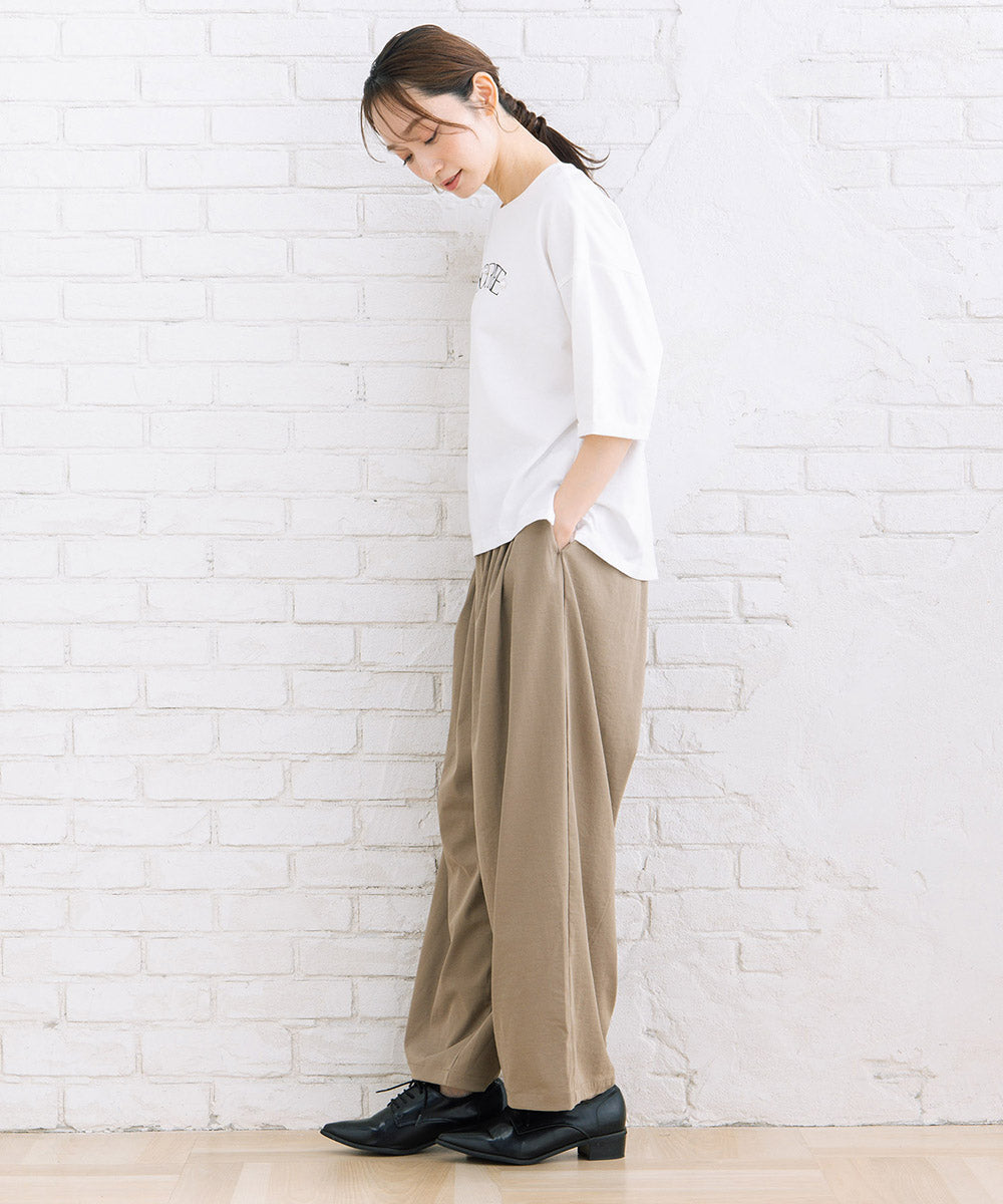 【sabstreet bis】【web限定】 ストレッチタックワイドパンツ