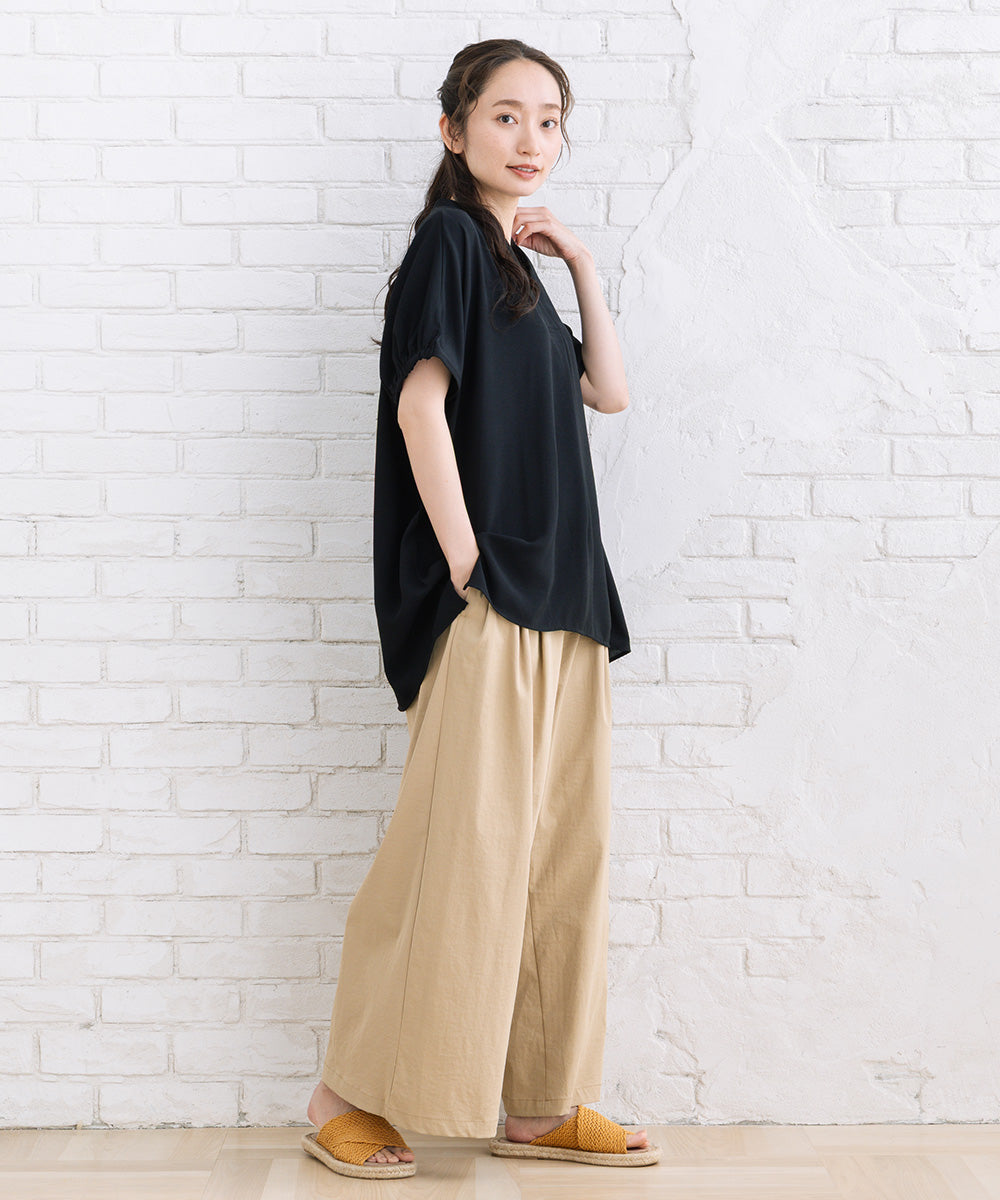 【sabstreet bis】【web限定】 ストレッチゆるタックワイドパンツ