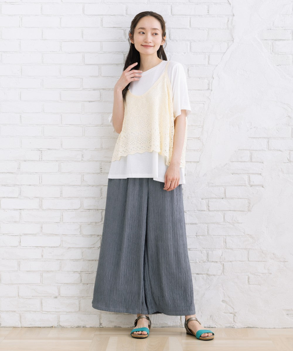 【sabstreet bis】【web限定】 ジャカードワイドパンツ