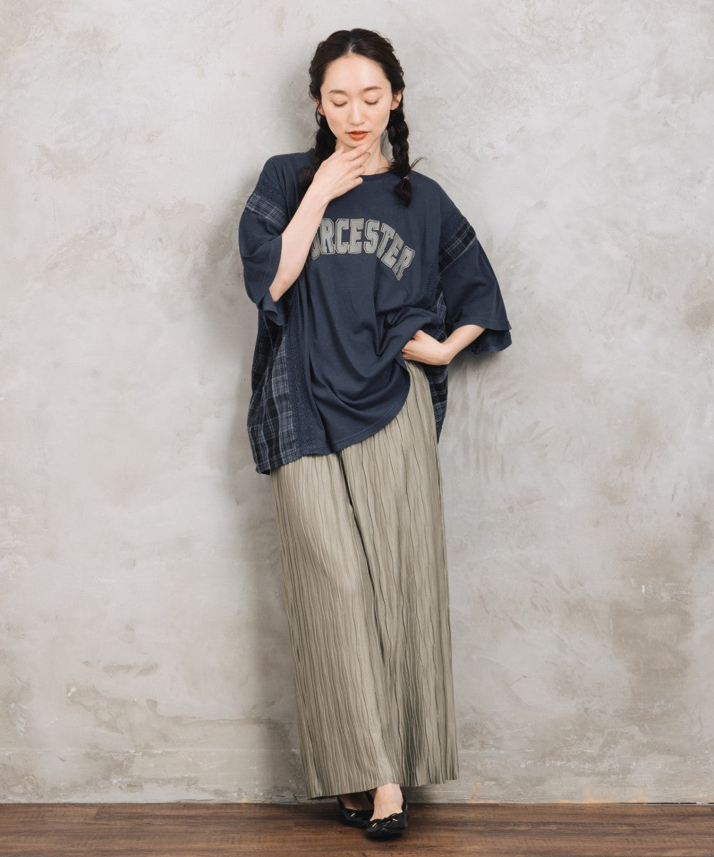 【sabstreet bis】【web限定】 セルフカットプリーツワイドパンツ
