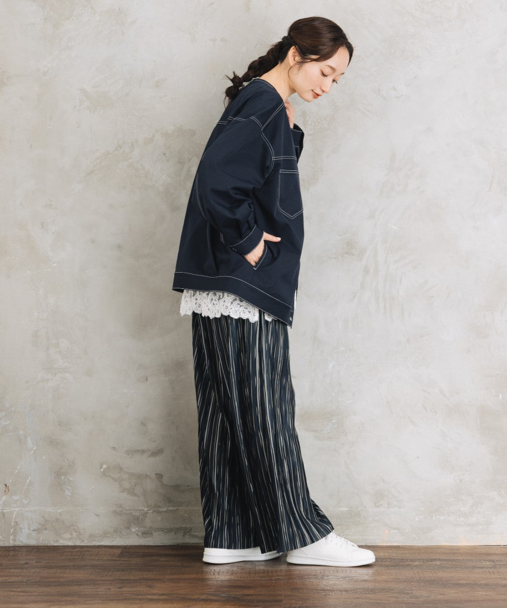 【sabstreet bis】【web限定】 配色ステッチVネックジャケット