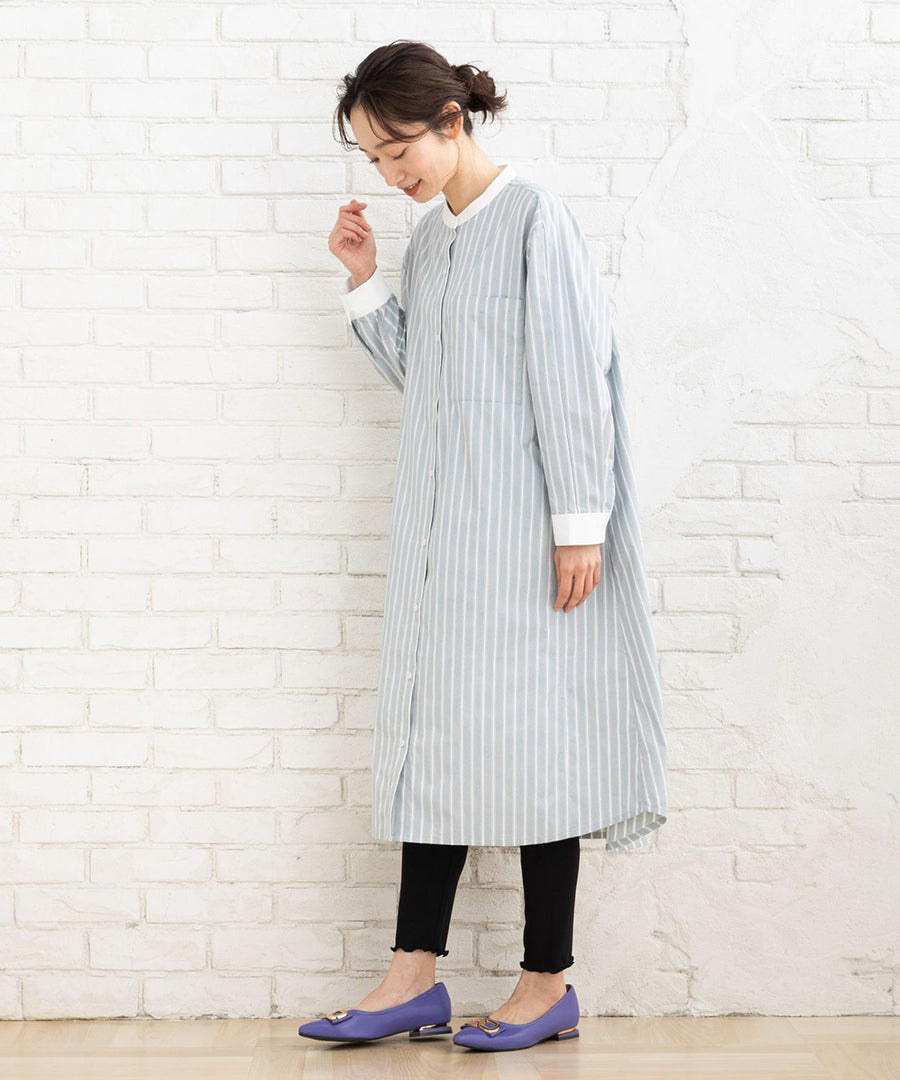 【sabstreet bis】【web限定】イージーケアテントラインシャツワンピース