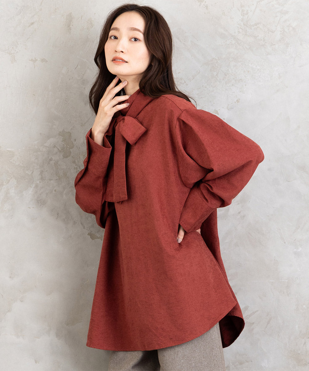 大きいサイズ レディース ボウタイ チュニック ブラウス｜大きいサイズ レディース ブランド 通販 安い WEB限定 カジュアル コーデ ファッション