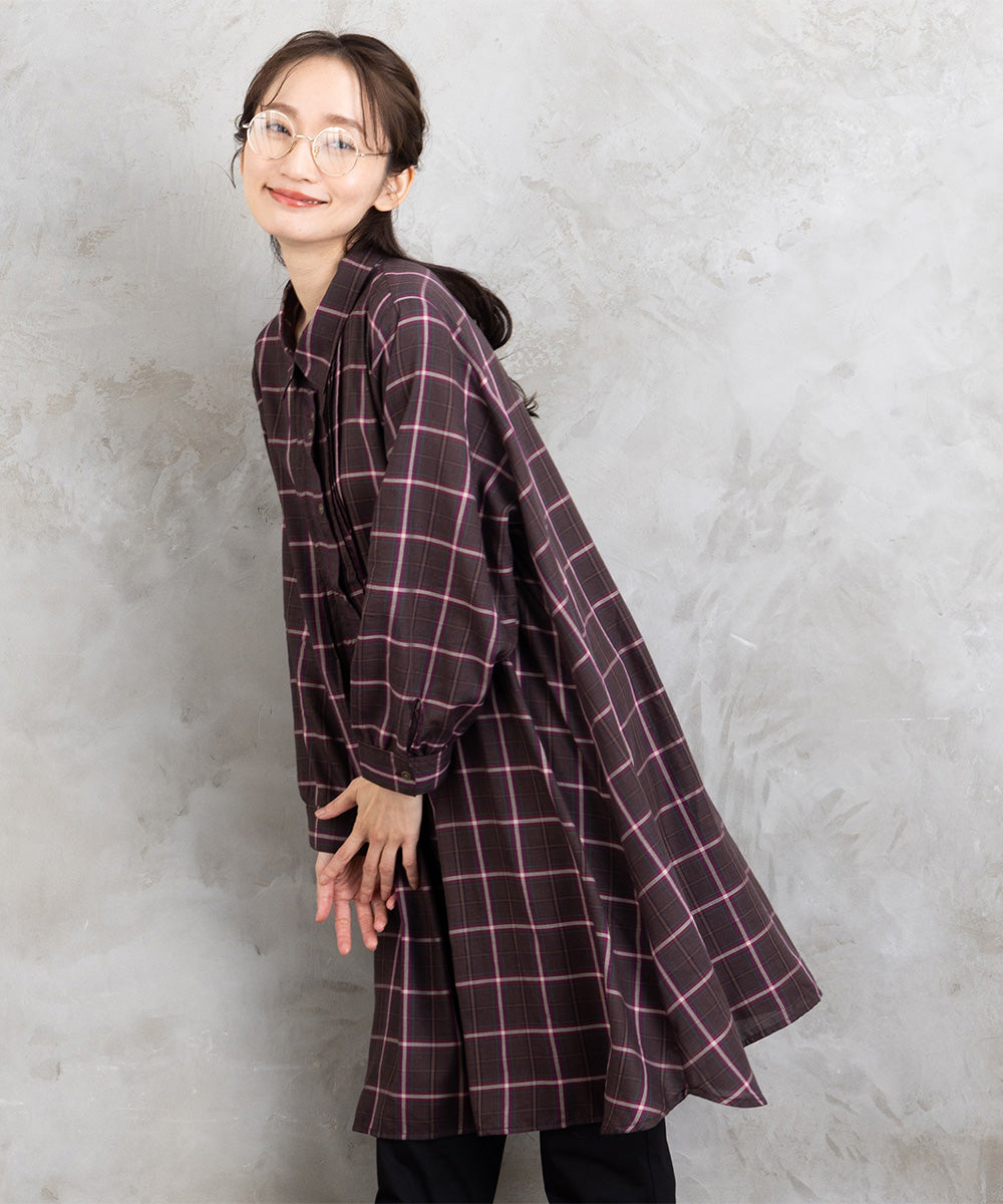 【sabstreet bis】【web限定】 アソートチェックピンタックシャツワンピース【先行予約】