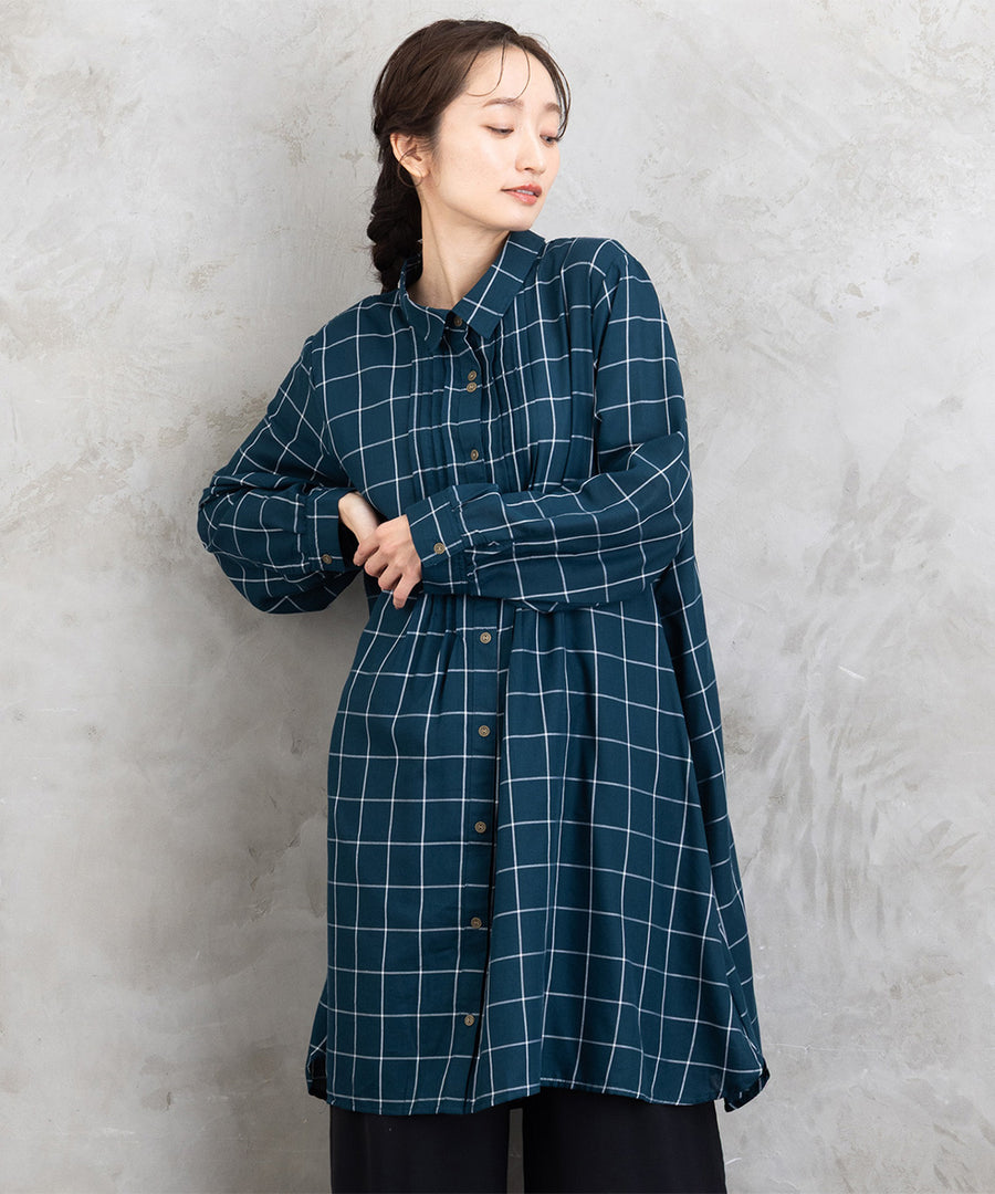 【sabstreet bis】【web限定】 アソートチェックピンタックシャツワンピース