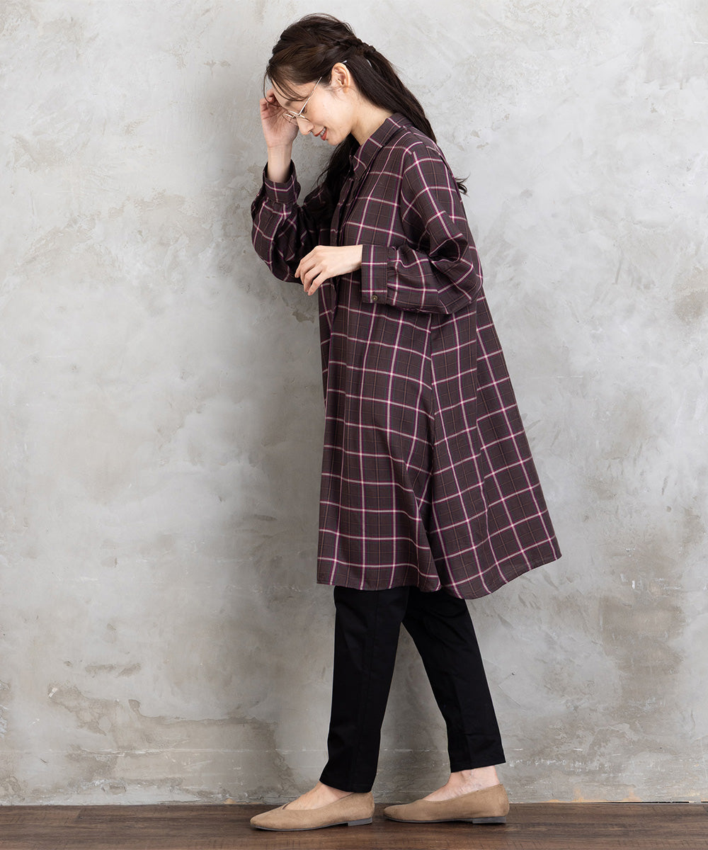 【sabstreet bis】【web限定】 アソートチェックピンタックシャツワンピース【先行予約】