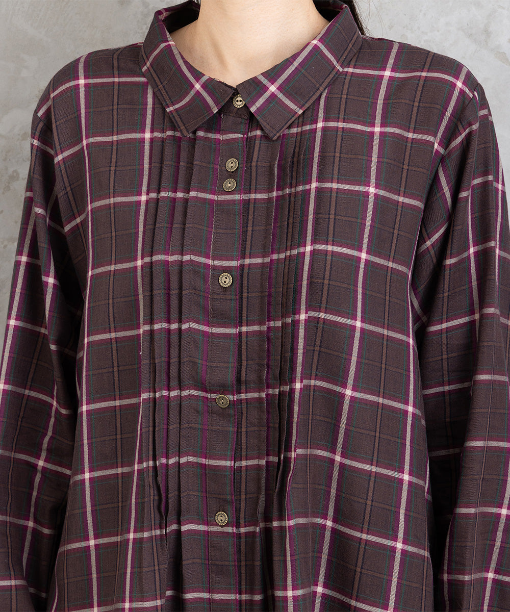 【sabstreet bis】【web限定】 アソートチェックピンタックシャツワンピース【先行予約】