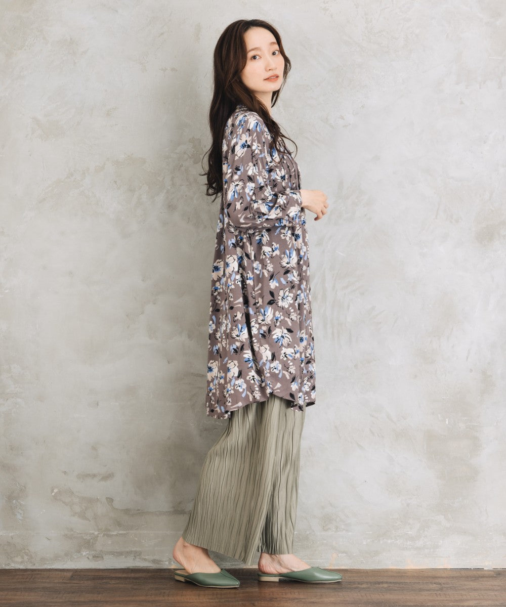 【sabstreet bis】【web限定】 アソートプリントピンタックシャツチュニック