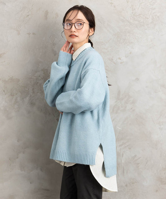 大きいサイズ レディース クルーネック ニット セーター｜大きいサイズ レディース ブランド 通販 安い WEB限定 カジュアル コーデ ファッション