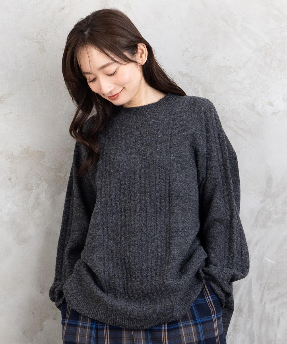 【sabstreet bis】【web限定】 Aラインケーブルニットプルオーバー【先行予約】