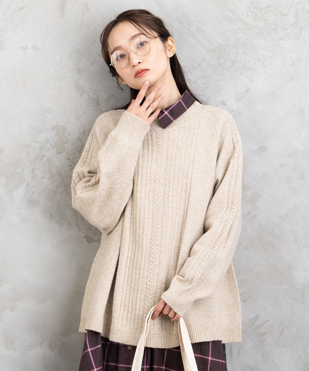 【sabstreet bis】【web限定】 Aラインケーブルニットプルオーバー【先行予約】