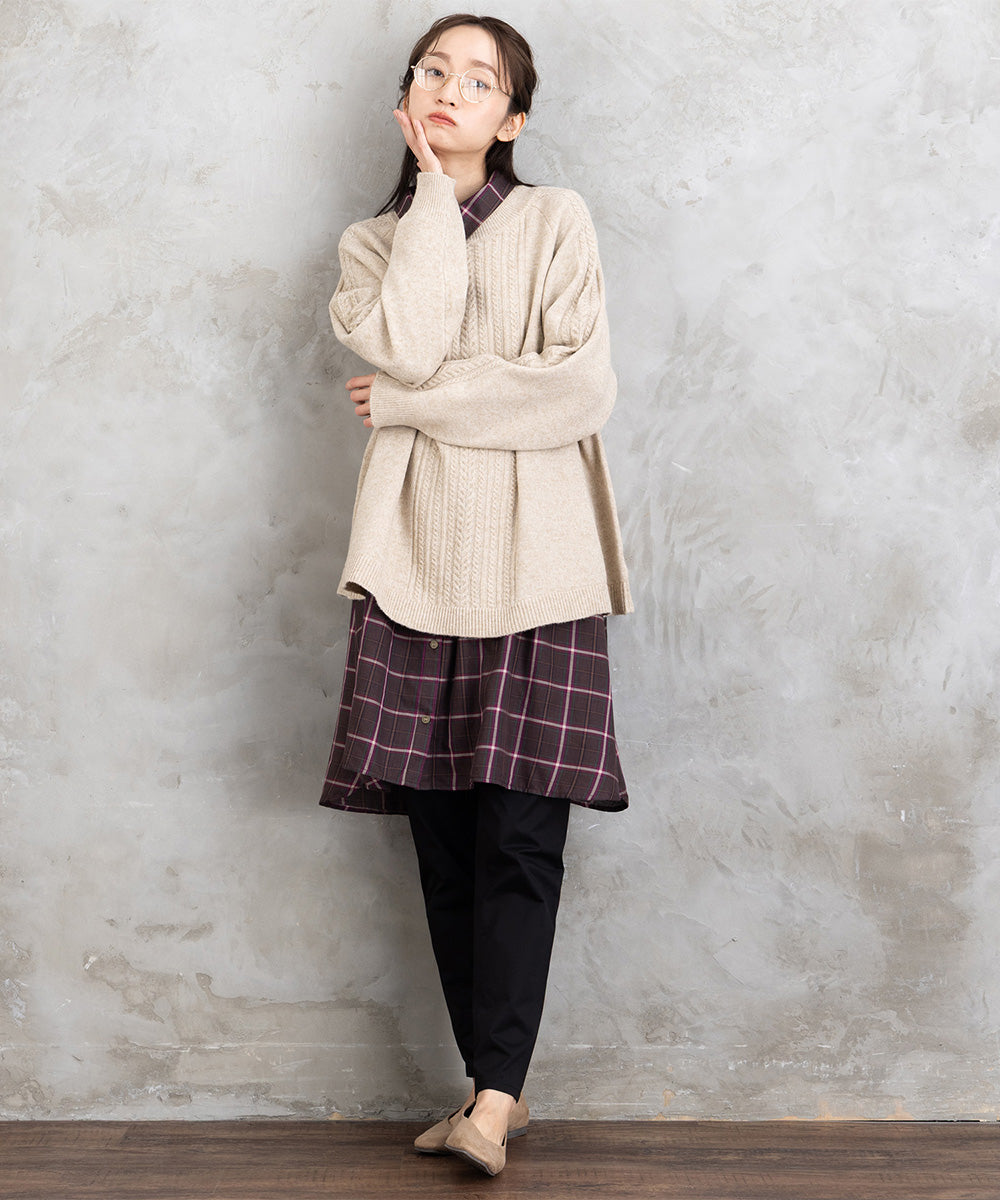 【sabstreet bis】【web限定】 Aラインケーブルニットプルオーバー【先行予約】