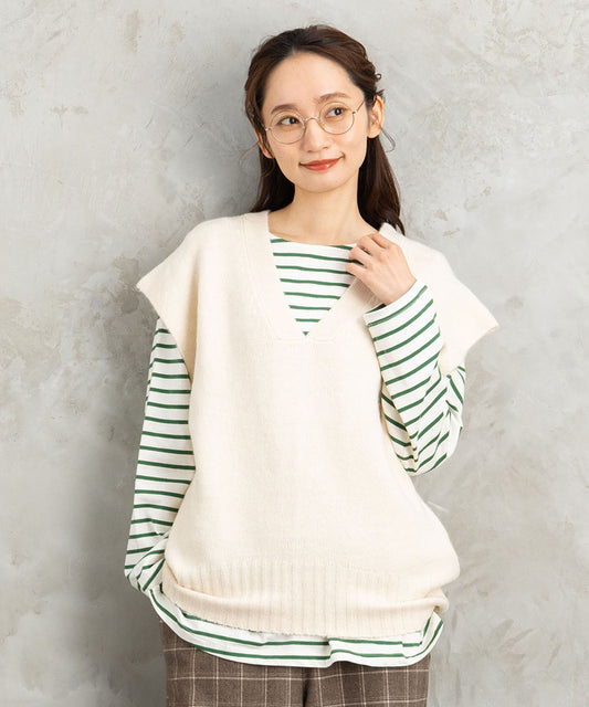 【sabstreet bis】ヤクタッチVネックニットベスト