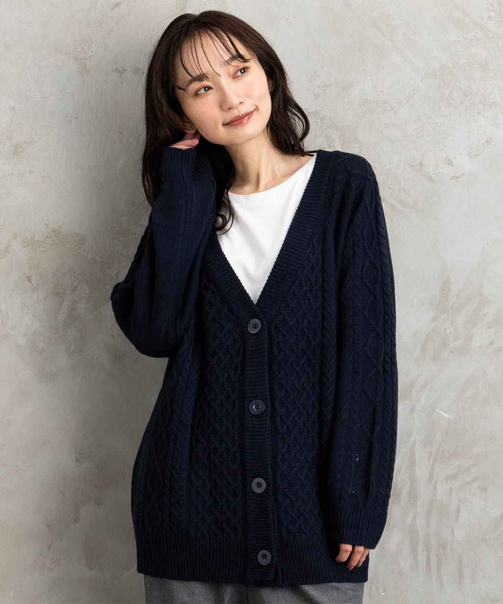 【sabstreet bis】【web限定】5Gケーブル柄アンサンブルニット