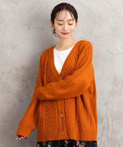 大きいサイズ レディース ケーブル編み ニット カーディガン｜大きいサイズ レディース ブランド 通販 安い WEB限定 カジュアル コーデ ファッション