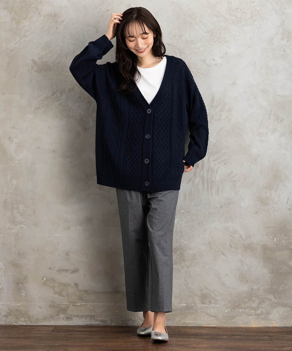 【sabstreet bis】【web限定】5Gケーブル柄アンサンブルニット