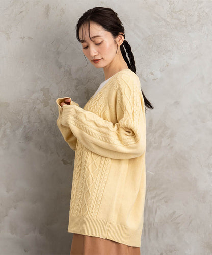 【sabstreet bis】【web限定】5Gケーブル柄アンサンブルニット