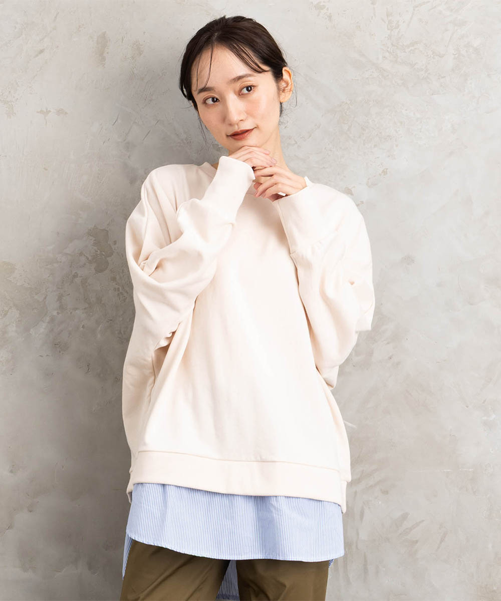 大きいサイズ レディース 長袖 トレーナー レイヤード｜大きいサイズ レディース ブランド 通販 安い WEB限定 カジュアル コーデ ファッション
