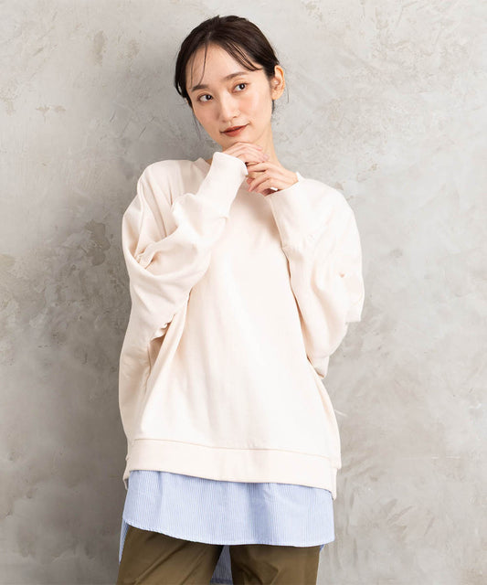 大きいサイズ レディース 長袖 トレーナー レイヤード｜大きいサイズ レディース ブランド 通販 安い WEB限定 カジュアル コーデ ファッション