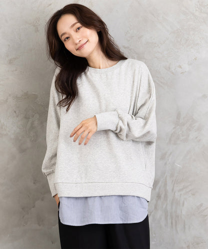【sabstreet bis】【web限定】シャツレイヤードスウェット