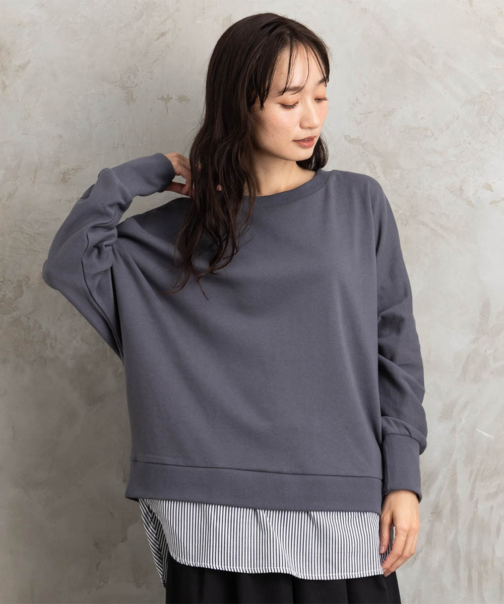 【sabstreet bis】【web限定】シャツレイヤードスウェット