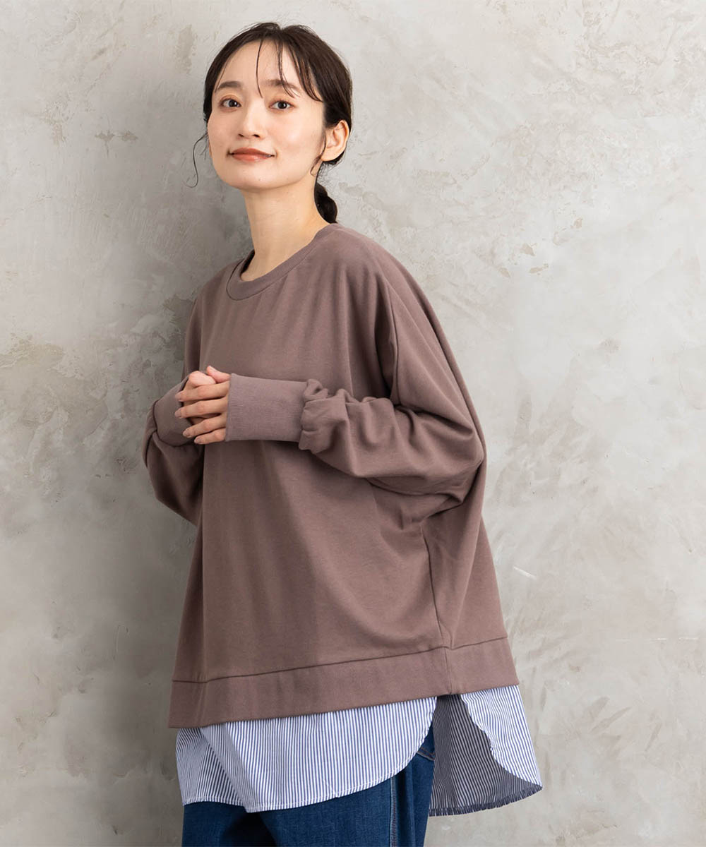 【sabstreet bis】【web限定】シャツレイヤードスウェット