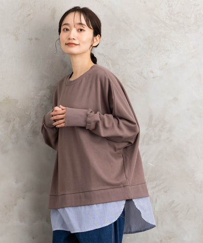 【sabstreet bis】【web限定】シャツレイヤードスウェット