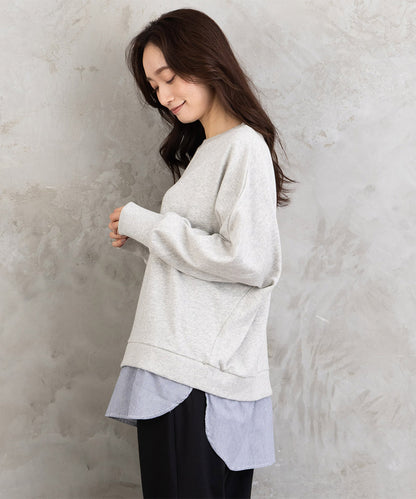 【sabstreet bis】【web限定】シャツレイヤードスウェット