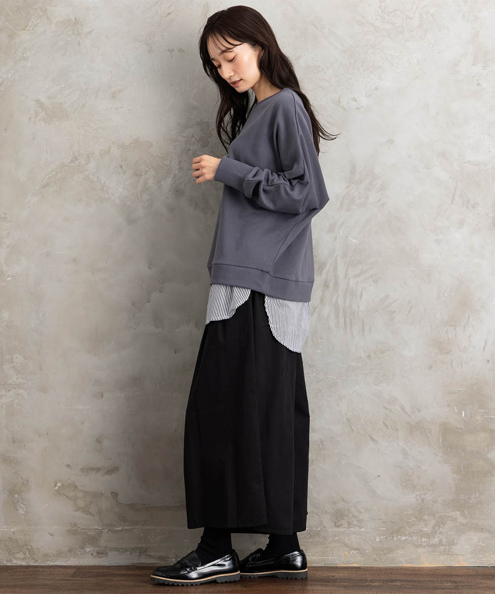 【sabstreet bis】【web限定】シャツレイヤードスウェット