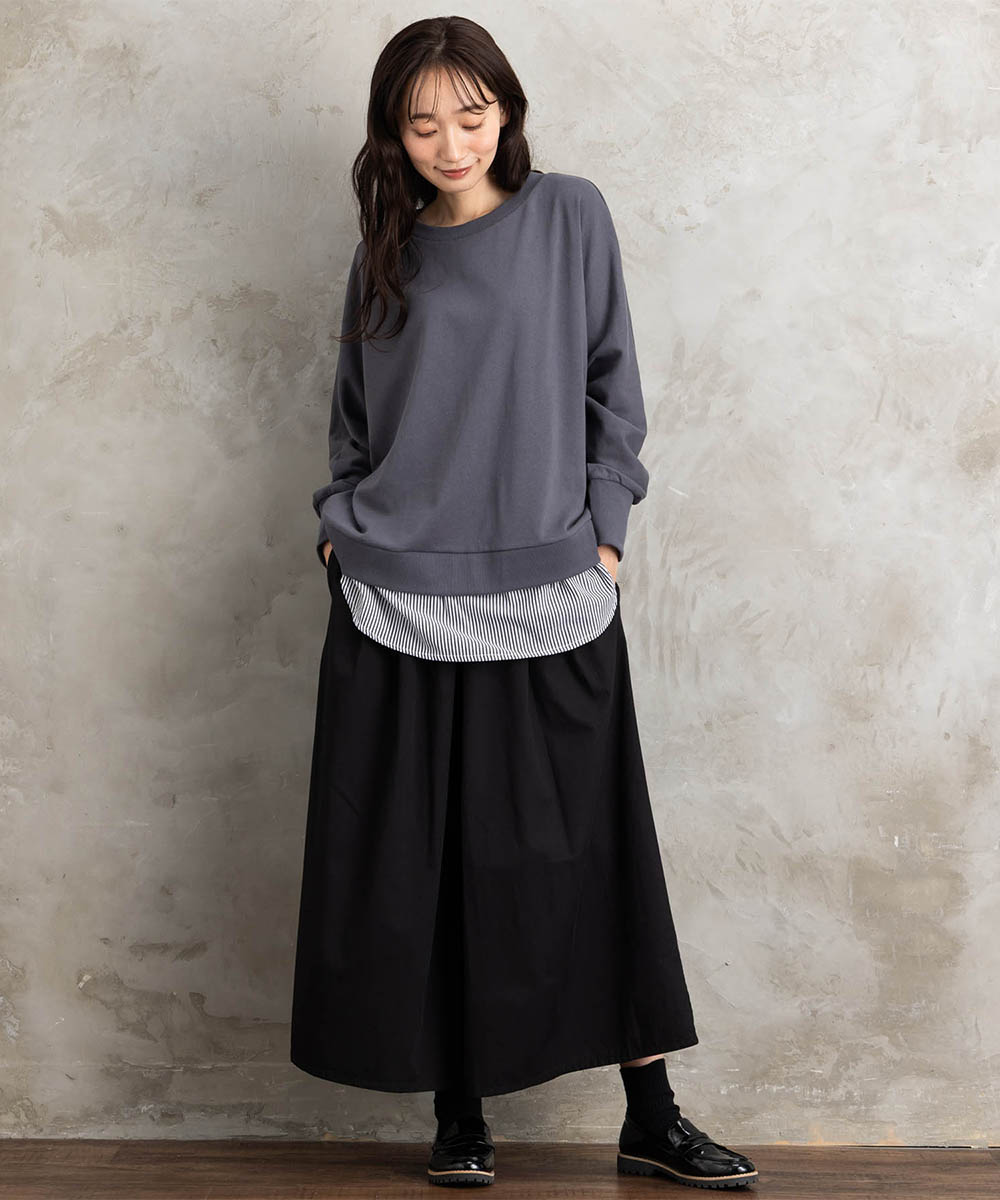 【sabstreet bis】【web限定】シャツレイヤードスウェット