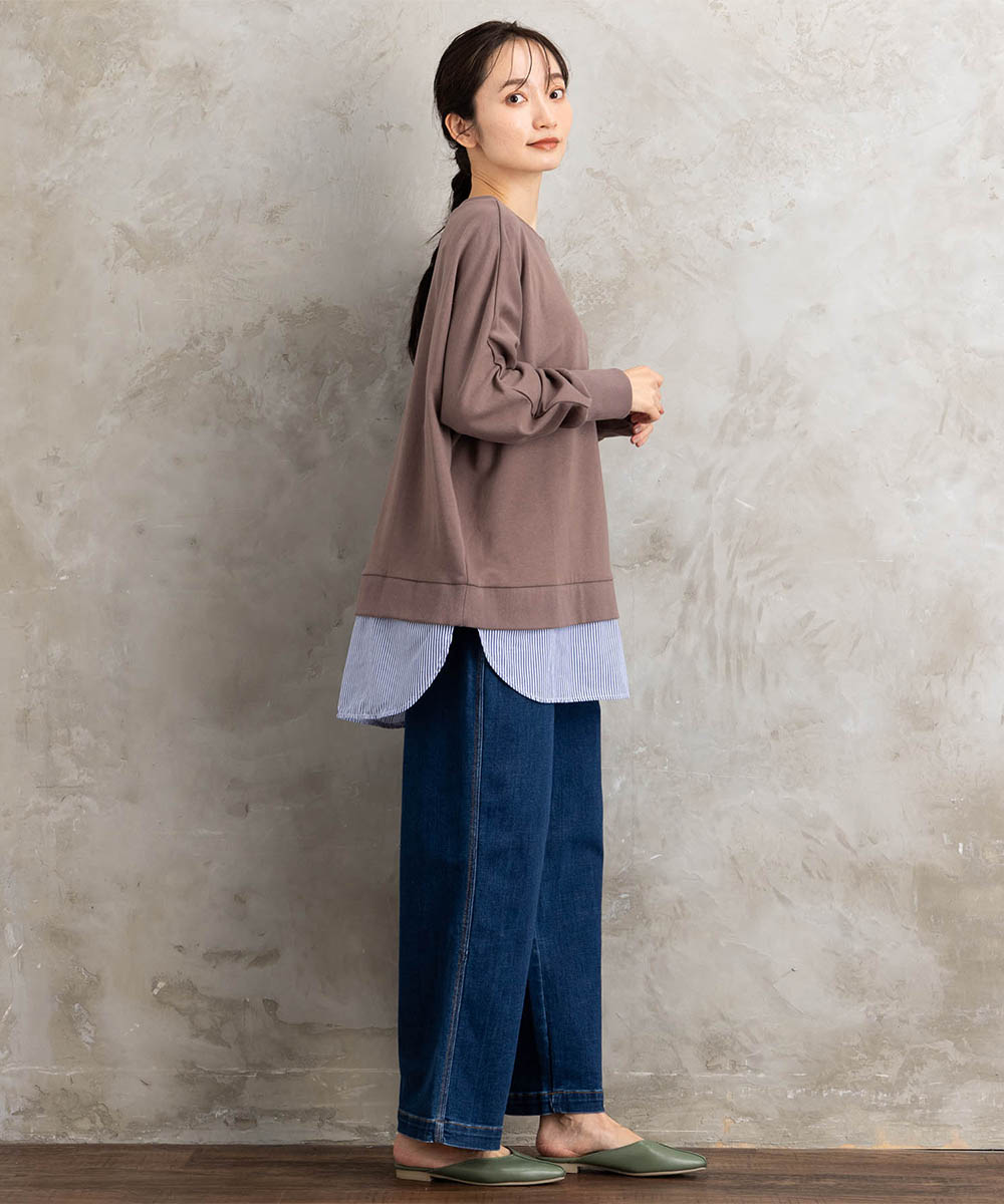 【sabstreet bis】【web限定】シャツレイヤードスウェット