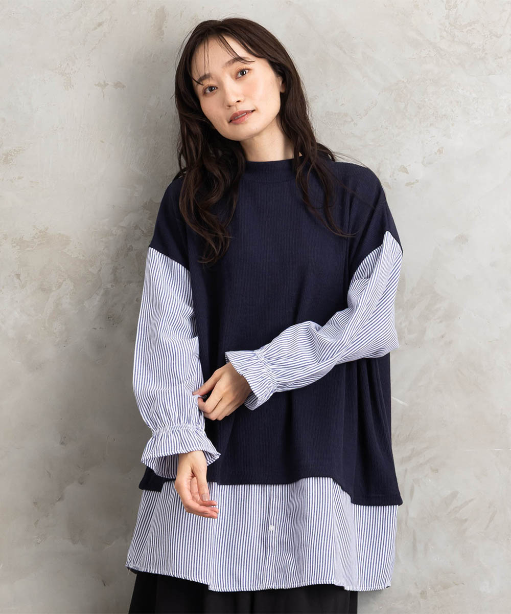 【sabstreet bis】【web限定】シャツコンビプルオーバー