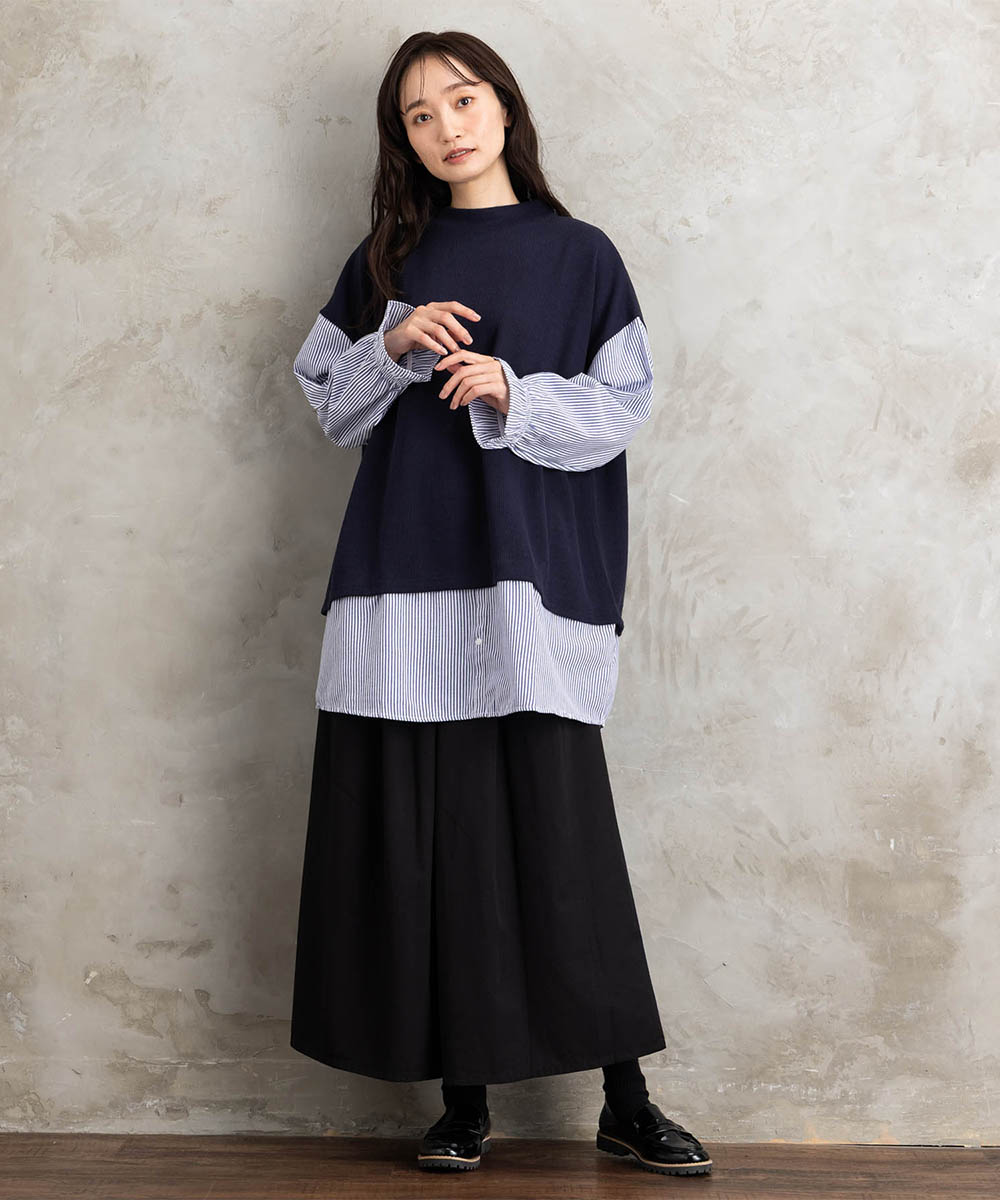 【sabstreet bis】【web限定】シャツコンビプルオーバー