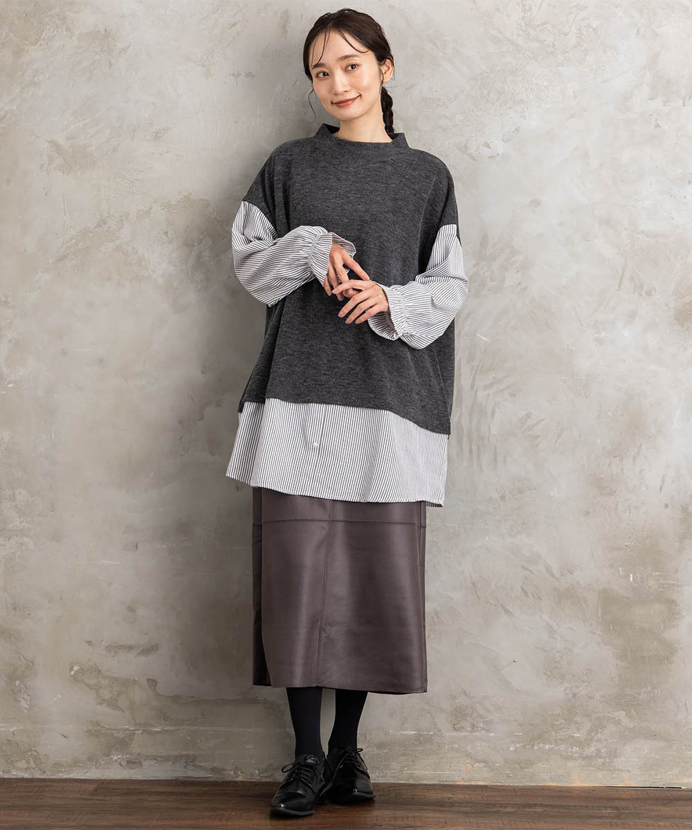 【sabstreet bis】【web限定】シャツコンビプルオーバー